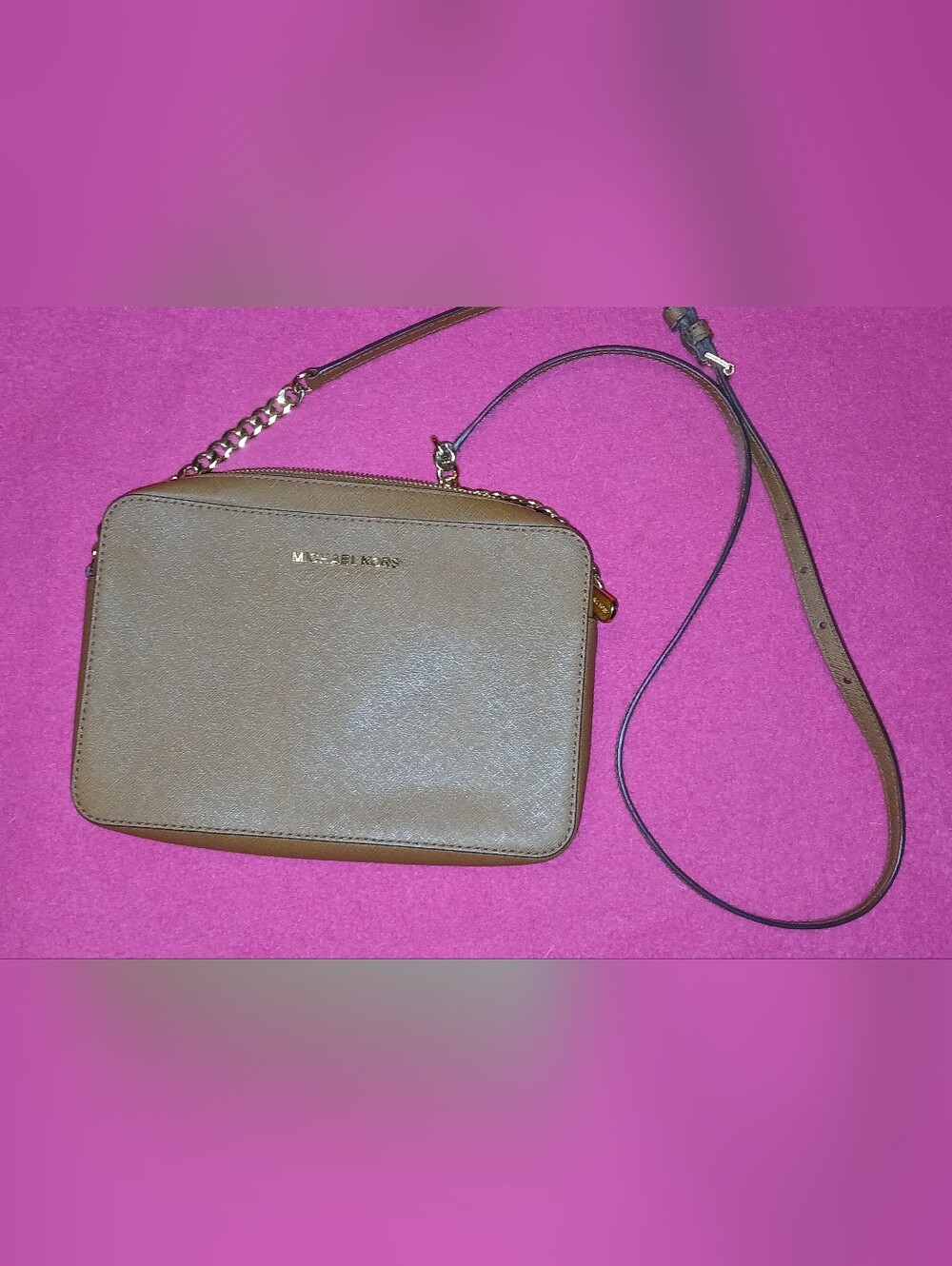 Michael Kors Tan/Brown Crossbody with Gold Hardware